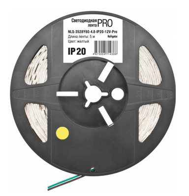 Лента светодиодная Navigator IP20  12V   4.8Вт/м  жёлтый  71 438 NLS-3528Y60  серия  PRO  СД (1уп.- 5м)