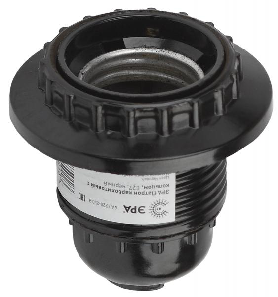 E27-R (CARB) Патроны ЭРА Патрон карболитовый с кольцом, Е27, черный