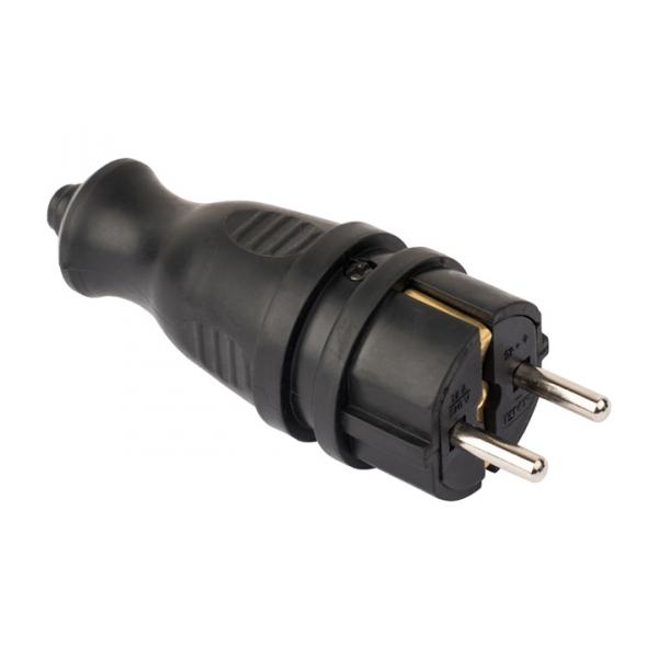 EKF PRO Вилка прямая каучуковая 230В 2P+PE 16A IP44