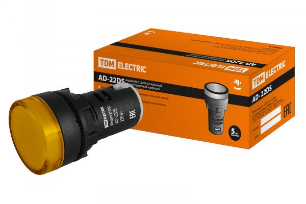 Арматура светосигнальная TDM AD-22DS 230В (жёлтая) светодиод