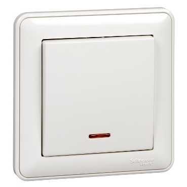 Schneider Electric Wessen59 Белый  Выключатель 1-клавишный с подсветкой 10АХ, в сборе VS110-153-18