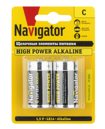 Элемент питания Navigator NBT-NE-LR14-BP2 94 754 (кратно 2)