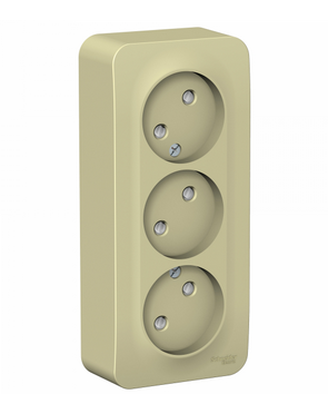 Schneider Electric  BLANCA  Бежевый Розетка 3-местная без заземляющих контактов со шторками изолирующая пластина,16А, 250В,  открытая установка BLNRA001317