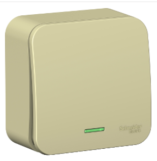 Schneider Electric  BLANCA  Бежевый Выключатель  1-клавишный (cхема.1) с подсветкой изолирующая пластина,10А,250B, открытая установка BLNVA101117