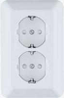 Schneider Electric  Прима  Белый  Розетка 2-местная с заземляющими контактами со шторками 16А 250В, белая замена на RS16-007-B IP20 скрытая установка RS16-212-B