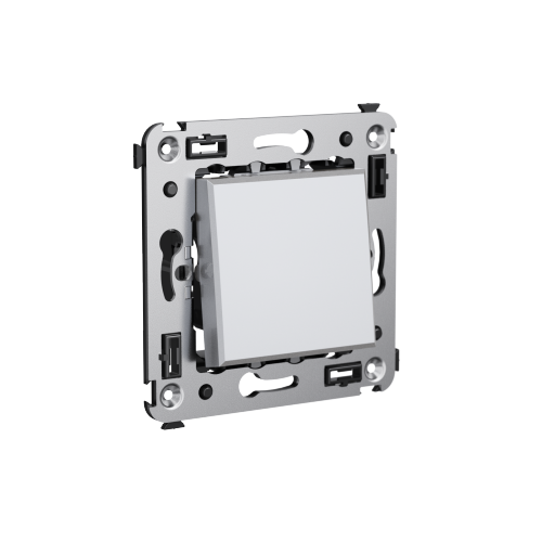 Выключатель одноклавишный в стену, "Avanti", "Закаленная сталь"