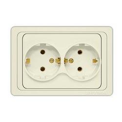 UNIVersal  Валери Слоновая Кость Розетка 2-местная с заземляющими контактами 16А 220В СП Б-В0128