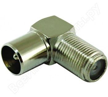 Переходник TDM F гнездо - TV штекер TDM SQ1809-0013,  угловой  индивидуальная  упаковка